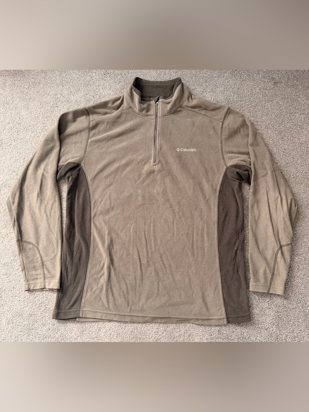 Columbia Men’s Gray Fleece 1/4 Zip Mock Neck Logo Colorblock Sweatshirt Size L